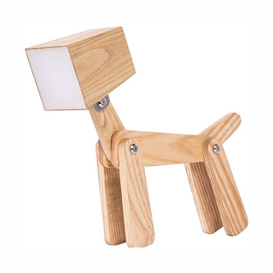 LAMPARA DE MADERA CON FORMA DE PERRO A120
